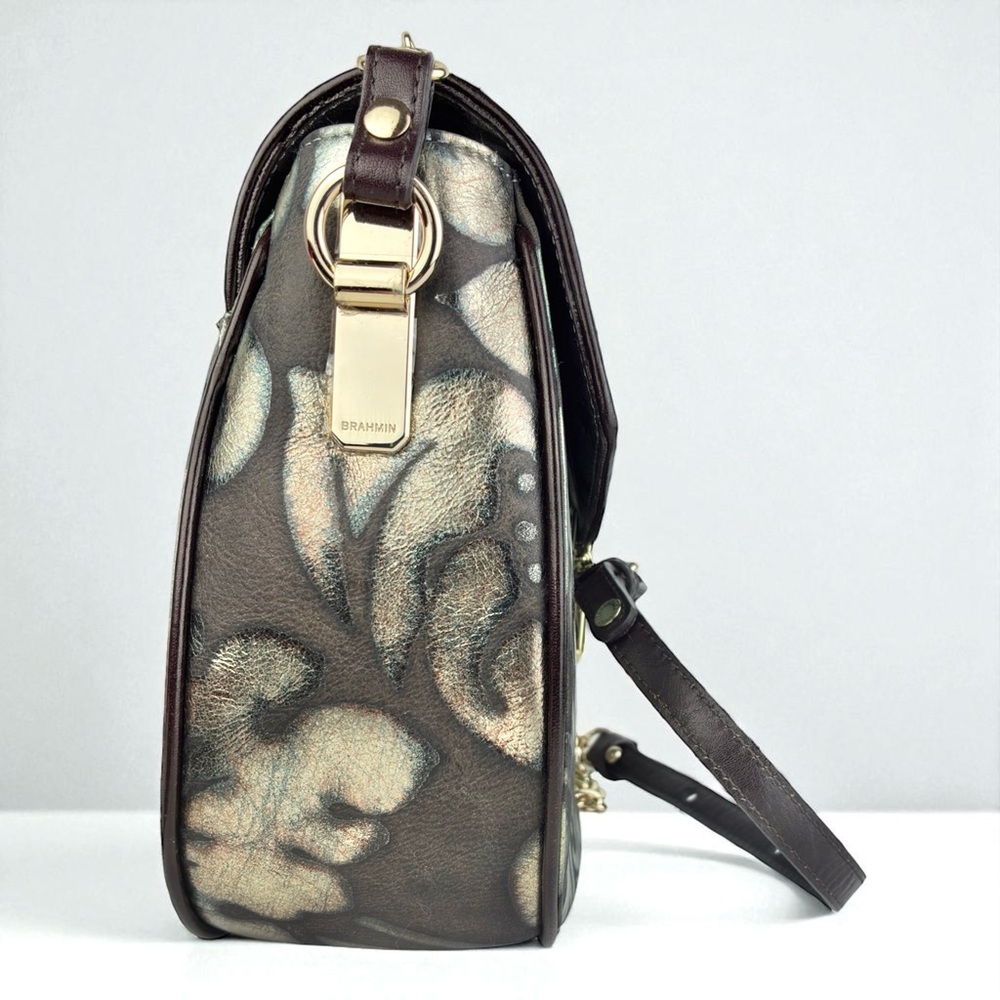 New Authentic Brahmin Lizzie Bronze Grazioso Crossbody Genuine Leather Bag - Picture 5 of 10